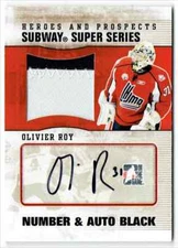 2009-10 ITG HEROES AND PROSPECTS NUMBER & AUTO BLACK OLIVIER ROY AUTO PATCH 2