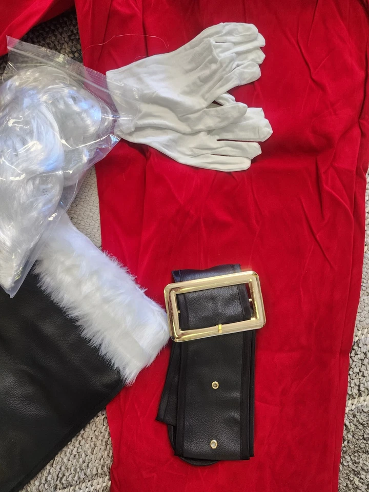 Traje de Papá Noel ZIW Adultos Hombres Disfraz de Papá Noel 10 Piezas De Lujo Profesional 2XL Foto 3 de 4