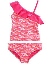 NWT VINEYARD VINES SzM GIRL'S ONE SHOULDER WHALE TANKINI SET RHODODENDRO