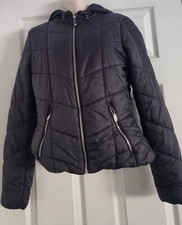 Women's Puffer Black Light Jacket Bershka Size M 10 -12 Uk