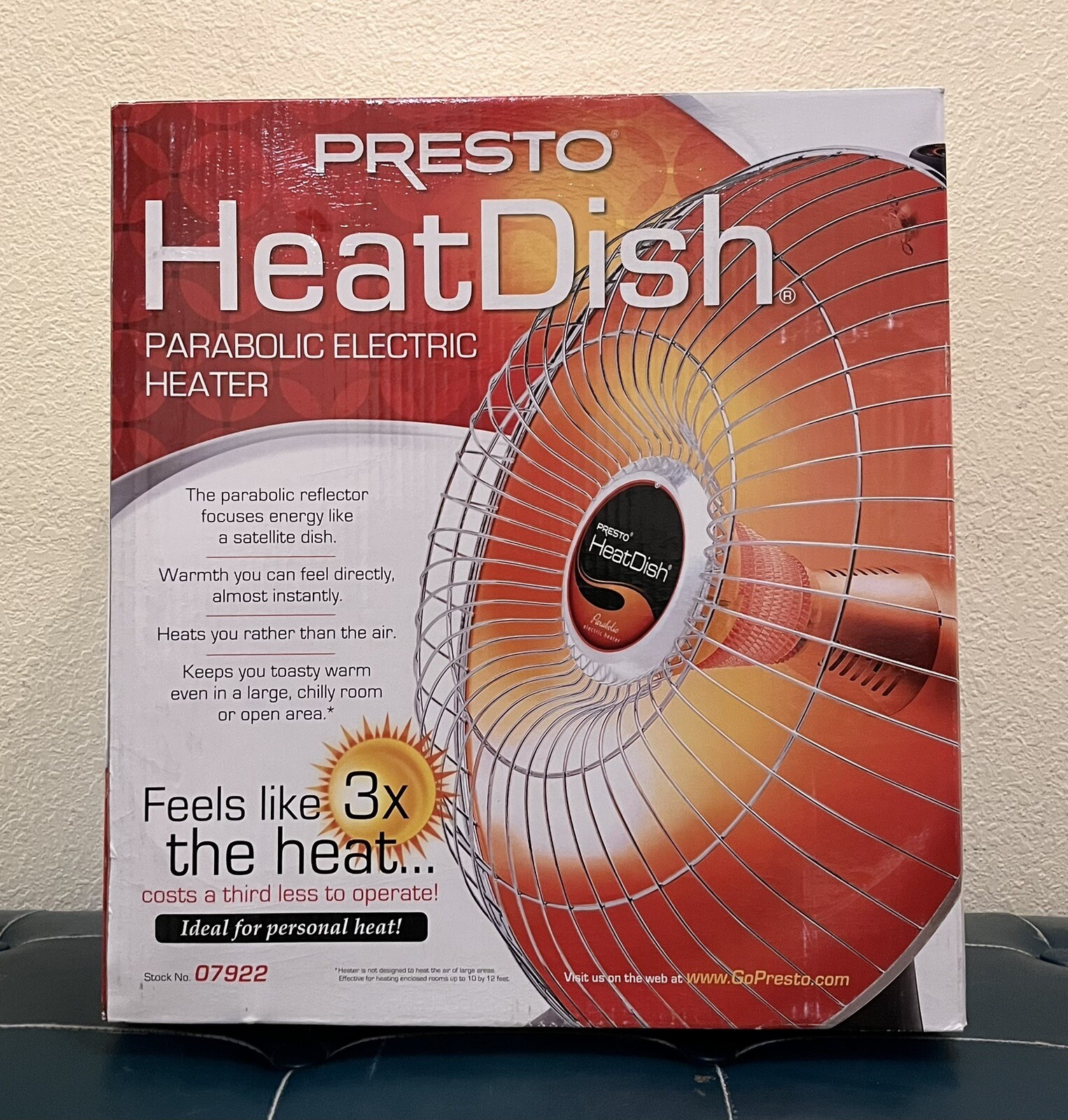 Presto Heat Dish Parabolic Electric Heater 120v AC 1000 Watts 3x The