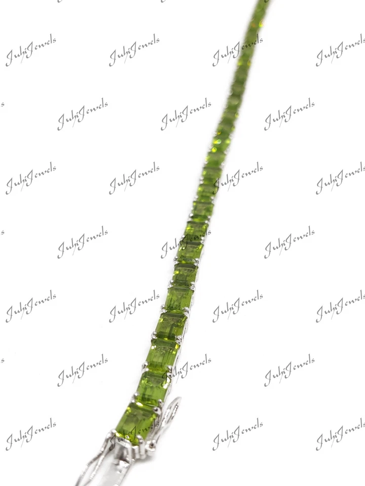 Herren Peridot Tennis Armband 925 Silber Peridot Smaragd Schliff - Bild 4 von 4