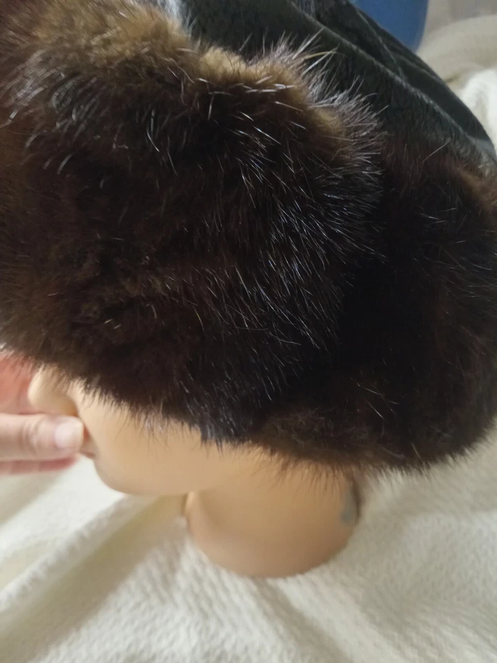 Susy Mullaney Taos Ladies Hat Faux Brown Fur Faux Black Leather Top Designer - Image 2 of 4