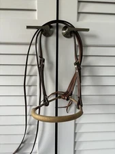 rubber wrapped Stiff rope Horse BOSAL W/ Thick Leather Hanger & New Split Reins