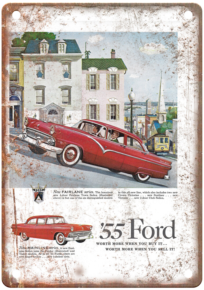 Vintage 1955 Ford Cars P2 Ad Retro Look Metal Sign A6860