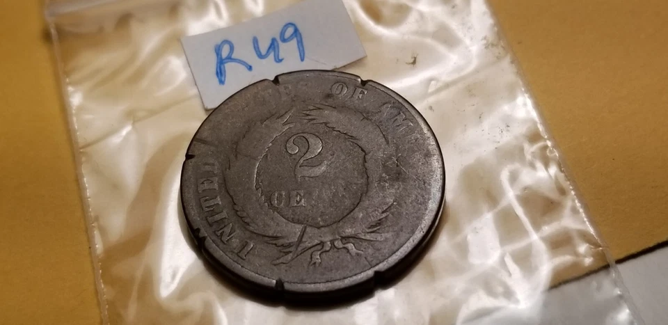 1870 USA Two Cent Coin Id4. - Image 2 of 2