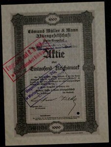 Edmund Müller & Mann Aktiengesellschaft 1923 1000 marek