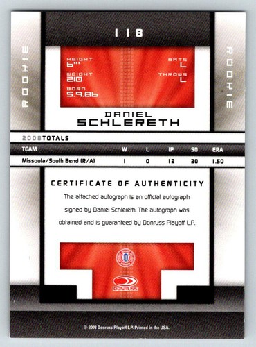 2008 Donruss Elite Extra Edition #118 Daniel Schlereth AU /570 (ref 210345) - Picture 2 of 2