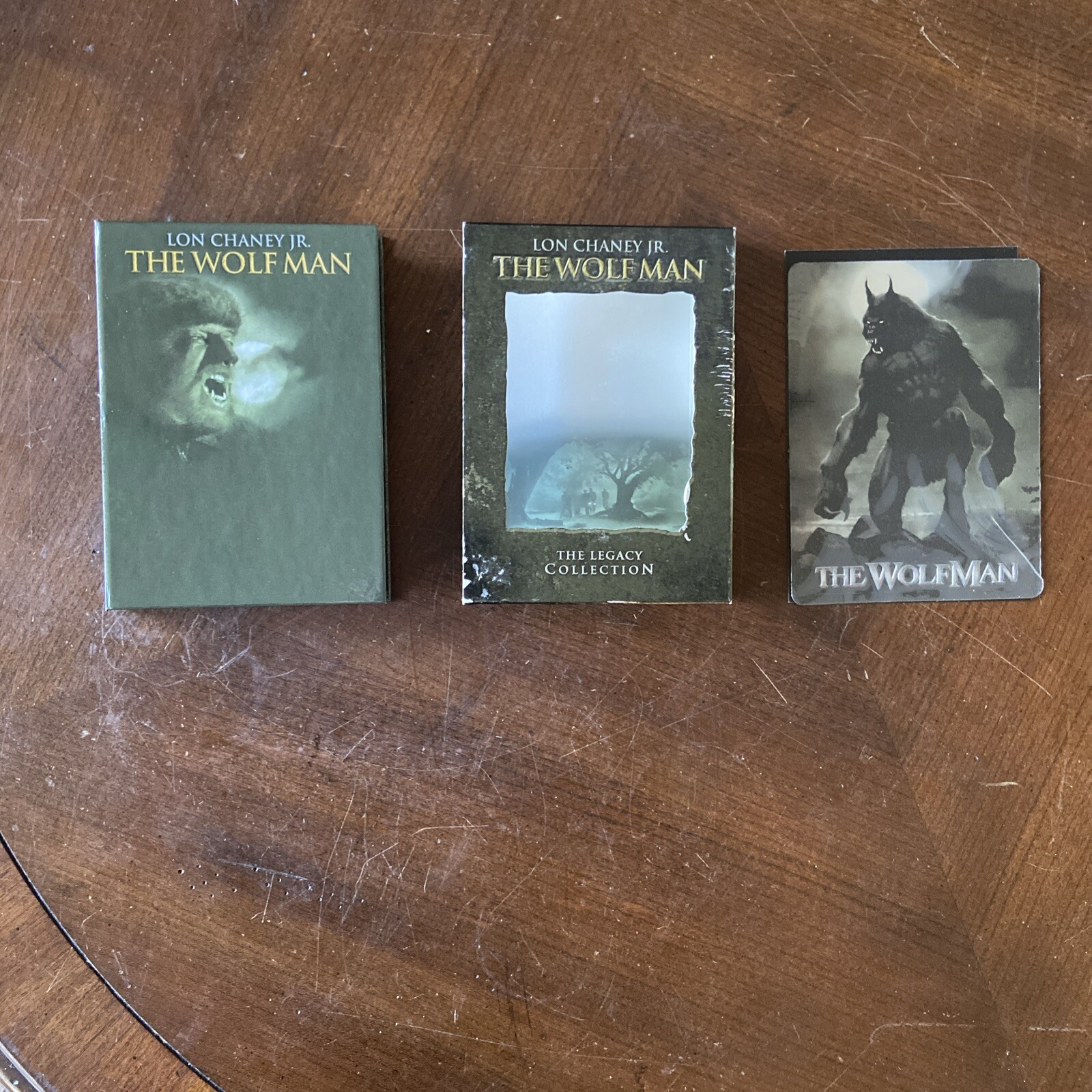 LOT (3) THE LEGACY COLLECTION-DRACULA, FRANKENSTEIN, THE WOLFMAN Metal tin