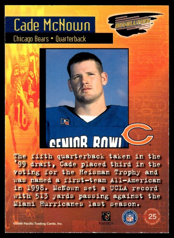 1999 Pacific Revolution Three-Deep Zone Cade McNown Chicago Bears #25 - Image 2 of 2