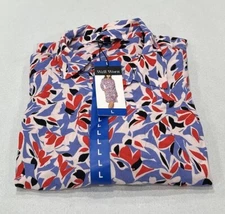 Well Worn Women's Crepe Tie-Belt Long Sleeves Button Dress, Red Print, Size L