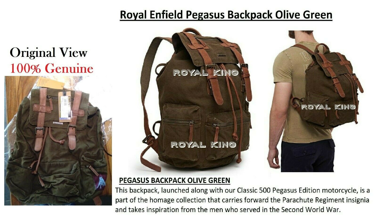 Mochila Royal Enfield "PEGASUS" Verde Oliva - Envío Express
