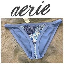 NWT Aerie Baby Blue Floral Bikini Bottom Size US Small 29.95