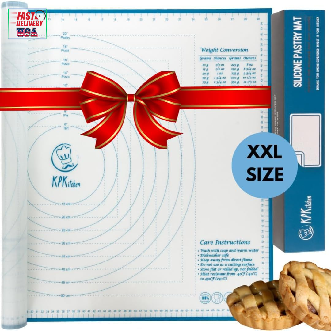 XXL SIZE Silicone Pastry Mat for Rolling Dough Non Slip Extra Large - 23,5'' X 3