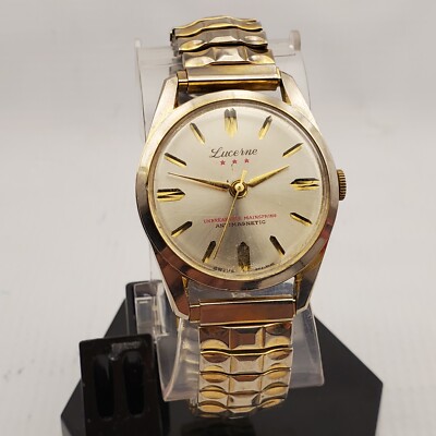 Lucerne 3 STARS Gold Bracelet/Bangle Watch. Vintage LUCERNE Gold Tone Anti-Magnetic Swiss Mechanical  main image 4