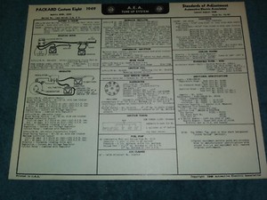 1949 PACKARD CUSTOM 8 WIRING DIAGRAM & TUNE-UP CHART / USEFUL
