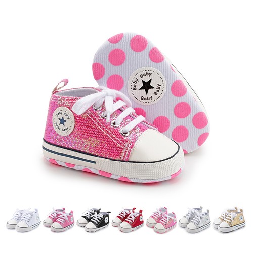 Baby Infant Classic Canvas Baby Shoes Boy/ Girl Soft Sole Size 0-18 Months - Picture 12 of 87