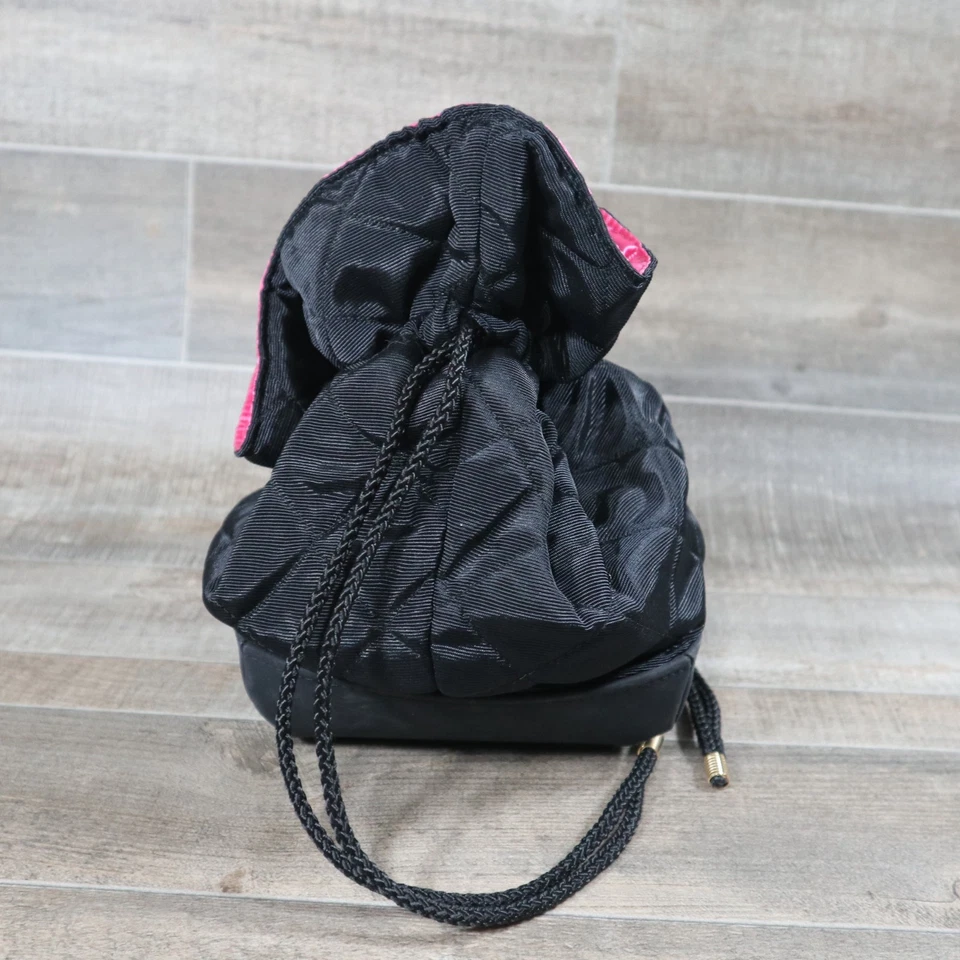 Bolso de Maquillaje Cosmético Estee Lauder Negro Nylon Cordón Rosa Forro Satinado Belleza Foto 3 de 4