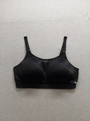 Bodyup Women Sport Bra 40DD Black Wire Free Back Closure Adjustable Strap Active