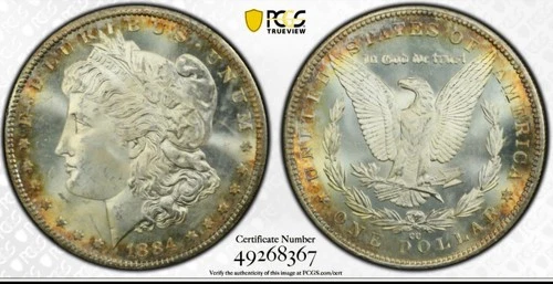 1884-CC  Morgan Silver Dollar  PCGS MS64 with Beautiful Toning