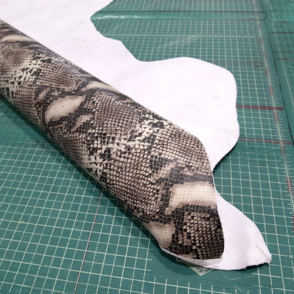 Cowhide Leather w Python Snakeskin Print 2-3 oz 15-17 Sqft Premium Leather Craft - Image 2 of 4