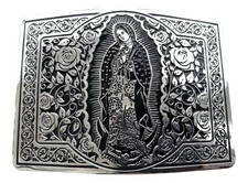 Mexican Virgin Mary Charro Cowboy Belt Buckle Hebilla Vaquera Made In Mexico