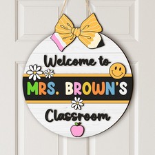 Personalized Teacher Door Sign: 3D Wood Classroom Decor, Back to School Gift