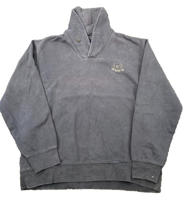 Chaps Herren Wildleder Fleece Schalkragen Knopf Hoodie Sweatshirt verwaschen blau M