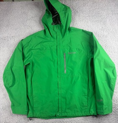 Marmot Gore-Tex Paclite Rain Jacket Men's Large Green Hooded Waterproof Full Zip