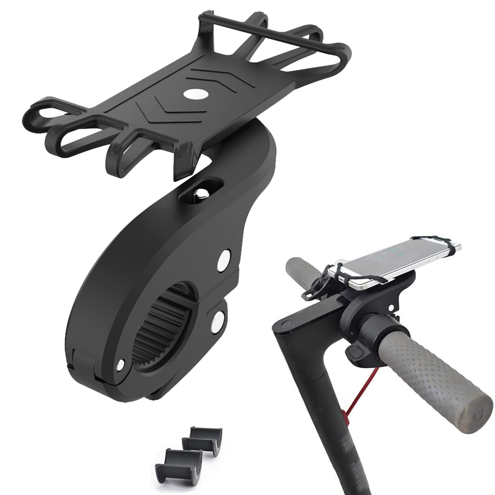 Support téléphone trottinette 360° stable et antichoc pour Xiaomi M365 en silicone noir