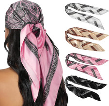 4PCS Head Scarf for Women 35  Head Scarves Silk Like Satin Neck Scarfs Square Ba