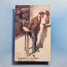 Comic Postcard 1912 Train Ticket Office Scot Tartan Trousers Lawson Wood