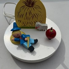 Vintage Wooden Musical Nursery Lamp 1979 Little Boy Blue  Sheep No Shade
