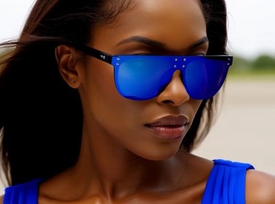 Sunglasses Oversize Women Blue Reflective Lens Luxury Outfit Style Gafas Mujeres