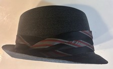 Beautiful Stetson Centennial Straw Fedora Men's Hat 7 5/8 Black Vintage NICE 