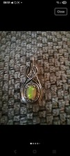 Ethiopian Opal And Natural Zircon Sterling Silver Pendant