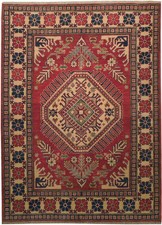 4.9 x 6.6 Hand-Knotted Afghan Kazak Rug #PIX-19340