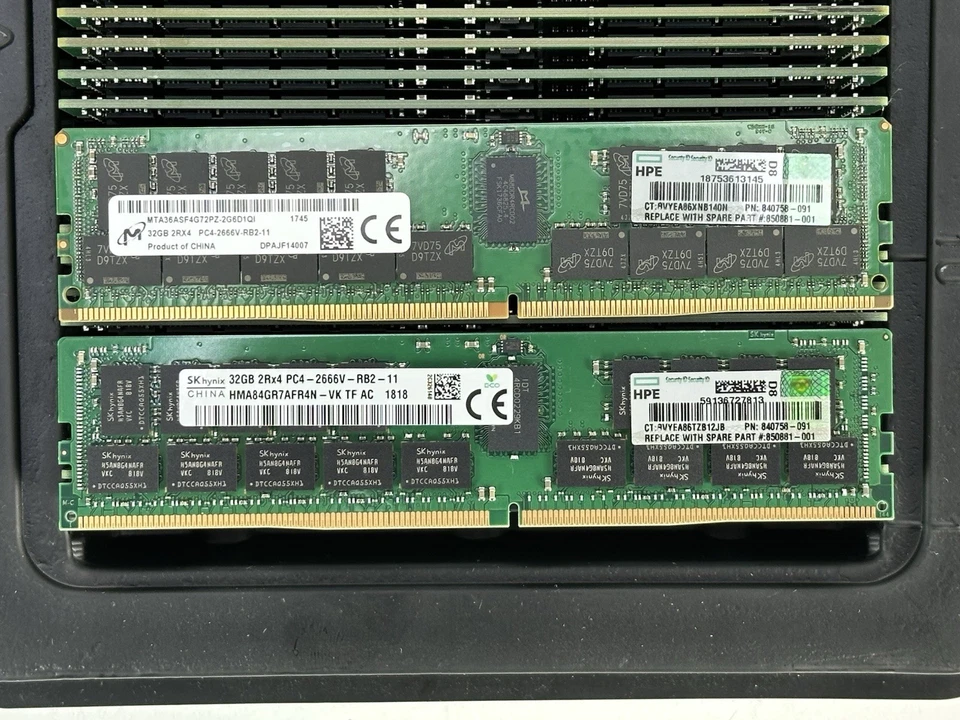HPE 840758-091 1x 32GB 2Rx4 PC4-2666V-R ECC RDIMM DDR4 RAM Memory Micron Hynix - Image 2 of 4