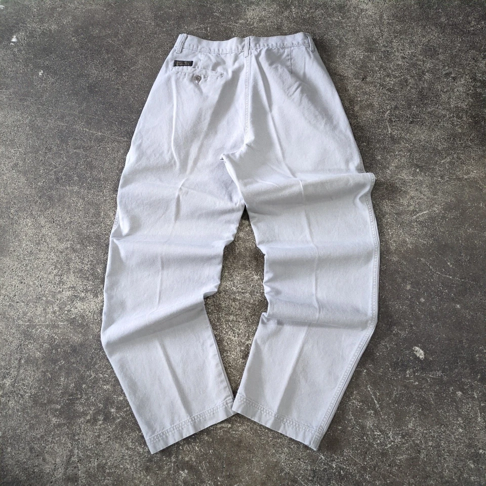 Pantalones chinos plisados vintage Brittania 32x34 bronceados reserva sueltos Y2K minimalistas Foto 3 de 4