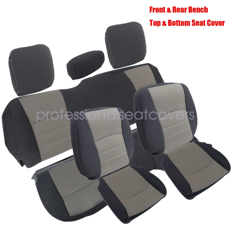 Cubierta de asiento de tela gris para banco delantero/segunda fila delantera/trasera Dodge Ram 1500 2009-2012 Foto 3 de 4