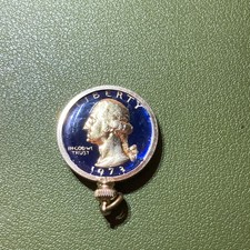 Vintage USA Quarter Dollar 1973 Hand Painted Enamel Coin Pendent