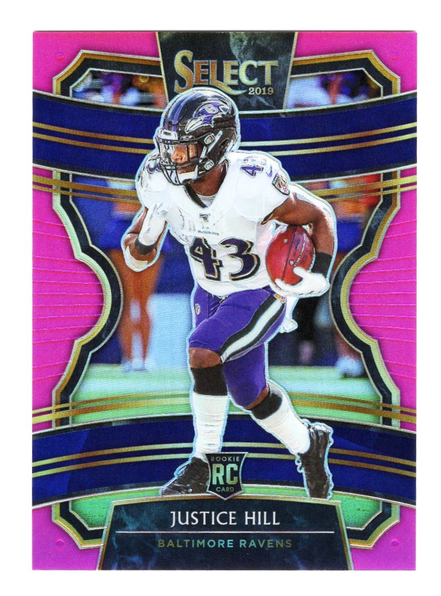 Justice Hill 2019 Panini Select #28 Industry Summit Rookie Pink Prizm /10