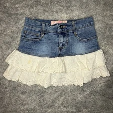 Jolt Girls Ruffle Skort Denim And White Vintage Size 8 See Description