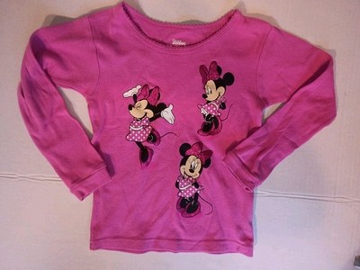 Disney Junior Minnie Mouse Pajama Top Only Pink Long Sleeve Girls Sleep Shirt 5T
