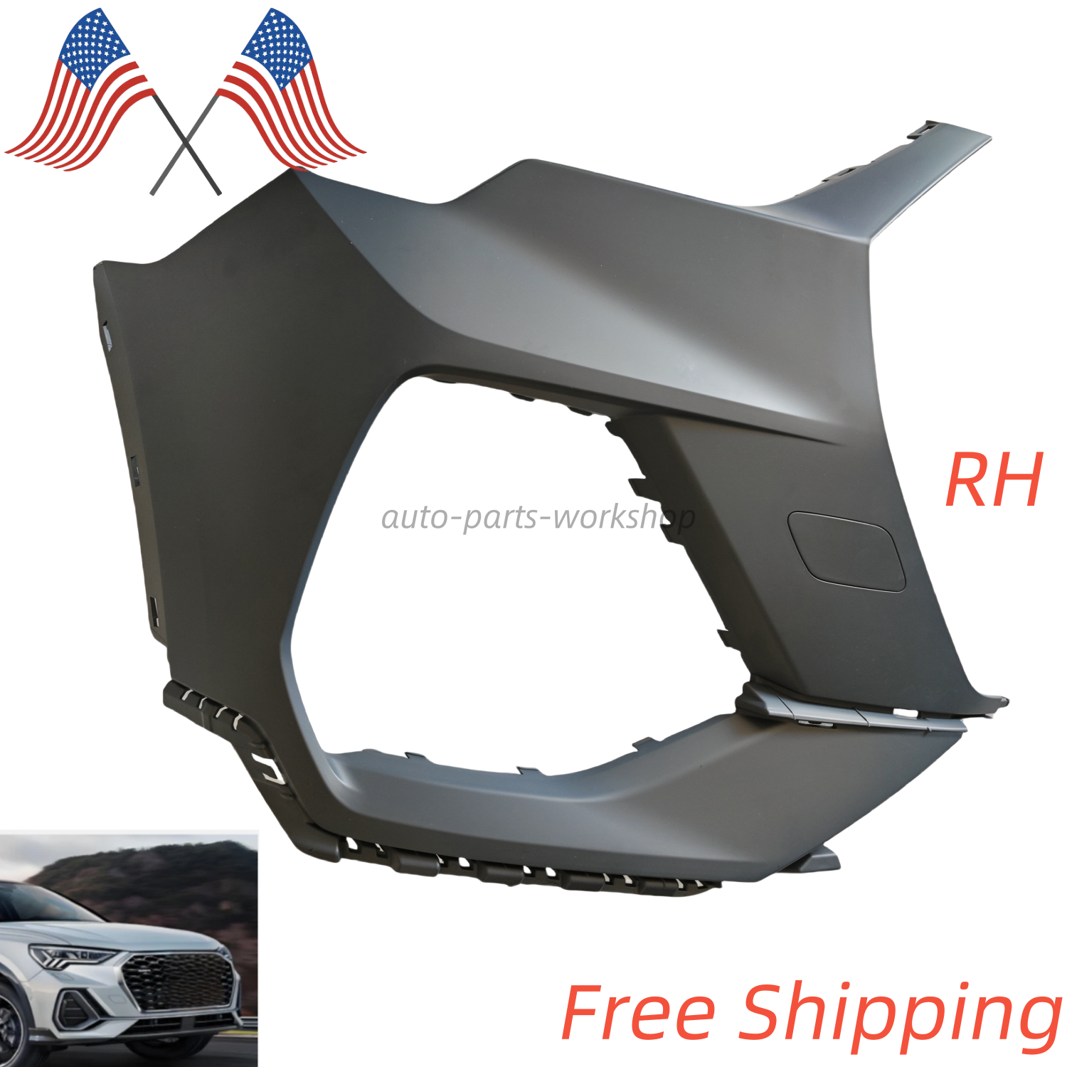 Front Bumper Face Bar End Extension Cover Right Side For Audi Q3 2019-2022