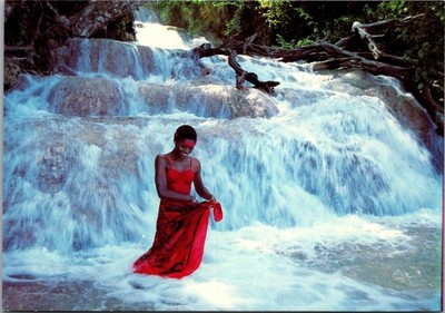 Dunns River Falls Jamaica Vintage Chrome Postcard Ocho Rios Caribbean Waterfall