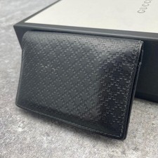 Gucci Check Card Holder Bifold Black Leather excellent gift