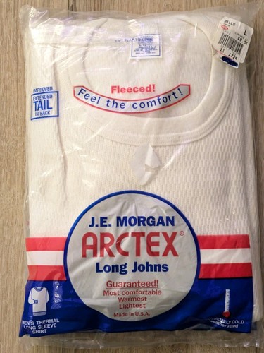 NEW Vintage J. E.Morgan ARCTEX Fleeced Waffle Thermal Long Sleeve Tail Shirt L
