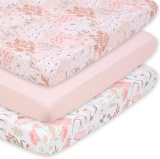 3 Pack and Play Crib Sheets Fitted - Universal Pack N Play Sheets for Pack and P
