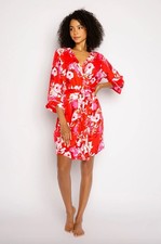 PJ Salvage Watercolor Bloom Red Floral Lightweight Robe Size Medium Butter Soft
